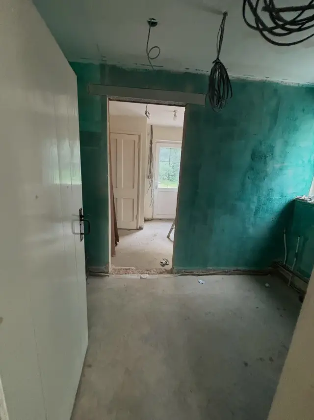 Damp-proof coated walls ready for finish